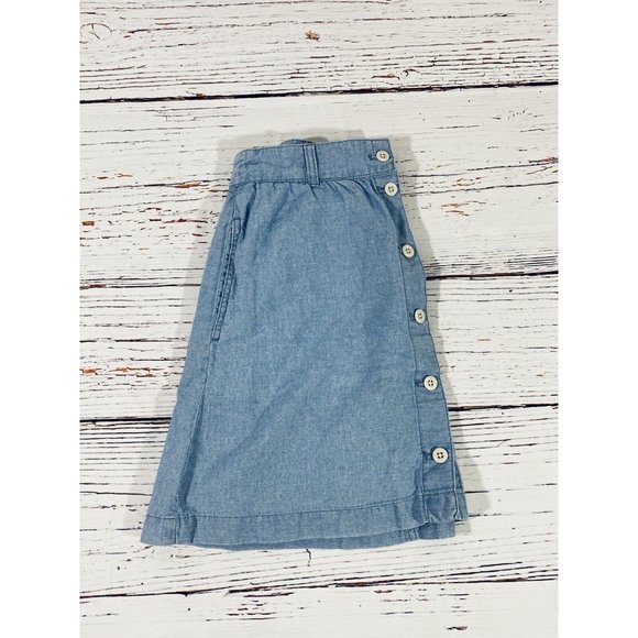Madewell Skirt Womens Sz 2 Pockets Button Front Chambray Blue Denim Linen Blend - Picture 10 of 10